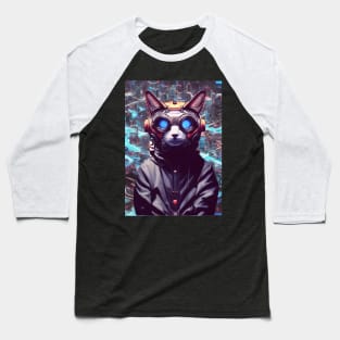 Cool Japanese Techno Cat In Future World Japan Neon City Baseball T-Shirt